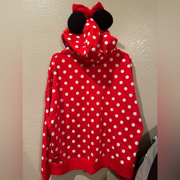 NWOT Disney Parks Minnie Mouse Red and White Polka Dot Full Zip Jacket Hoodie L - Picture 5 of 5